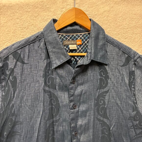 VTG Quiksilver Shirt Mens M Blue Shiny Hawaiian Soft Cool Surfer Skater Chill - Picture 1 of 11